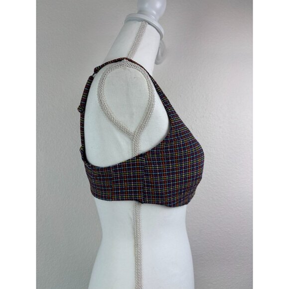 Athleta women's 34 D/DD rainbow checked seersucker bikini swim top underwire bra - Picture 3 of 7